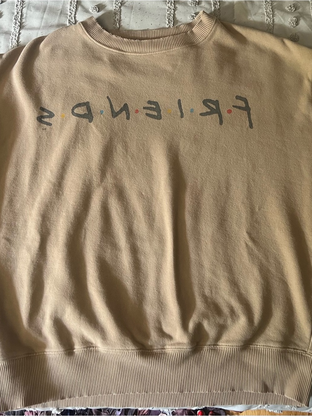 American Eagle Outfitters Beige FRIENDS Crewneck Sweatshirt
